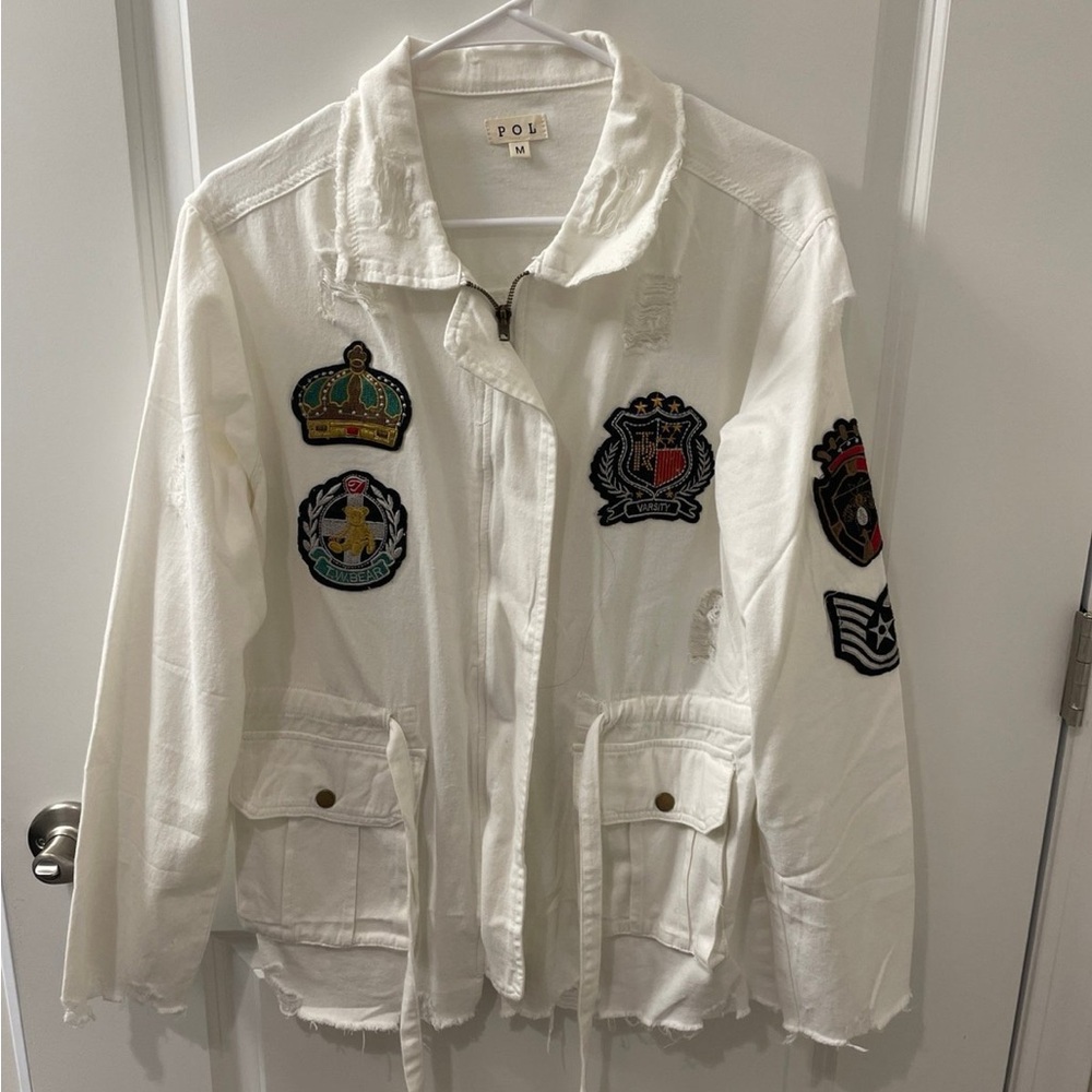 White Jacket with Embroidered Patches POL